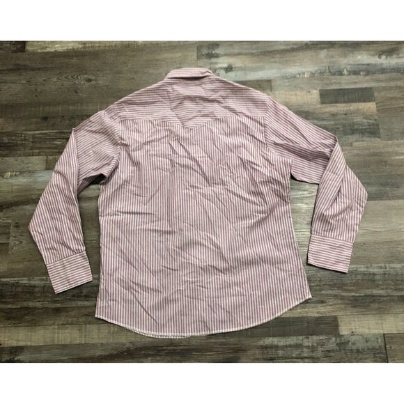 Vintage Wrangler Long Sleeve Pearl Snap Red Striped Shirt Mens Large - Picture 4 of 6